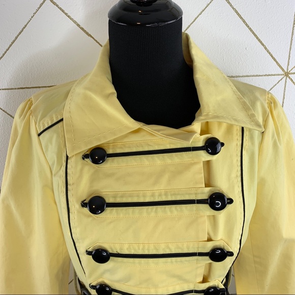 Candies Yellow Sargent Pepper Military Look 3/4 Classic Trench Coat Size Medium - Picture 4 of 15